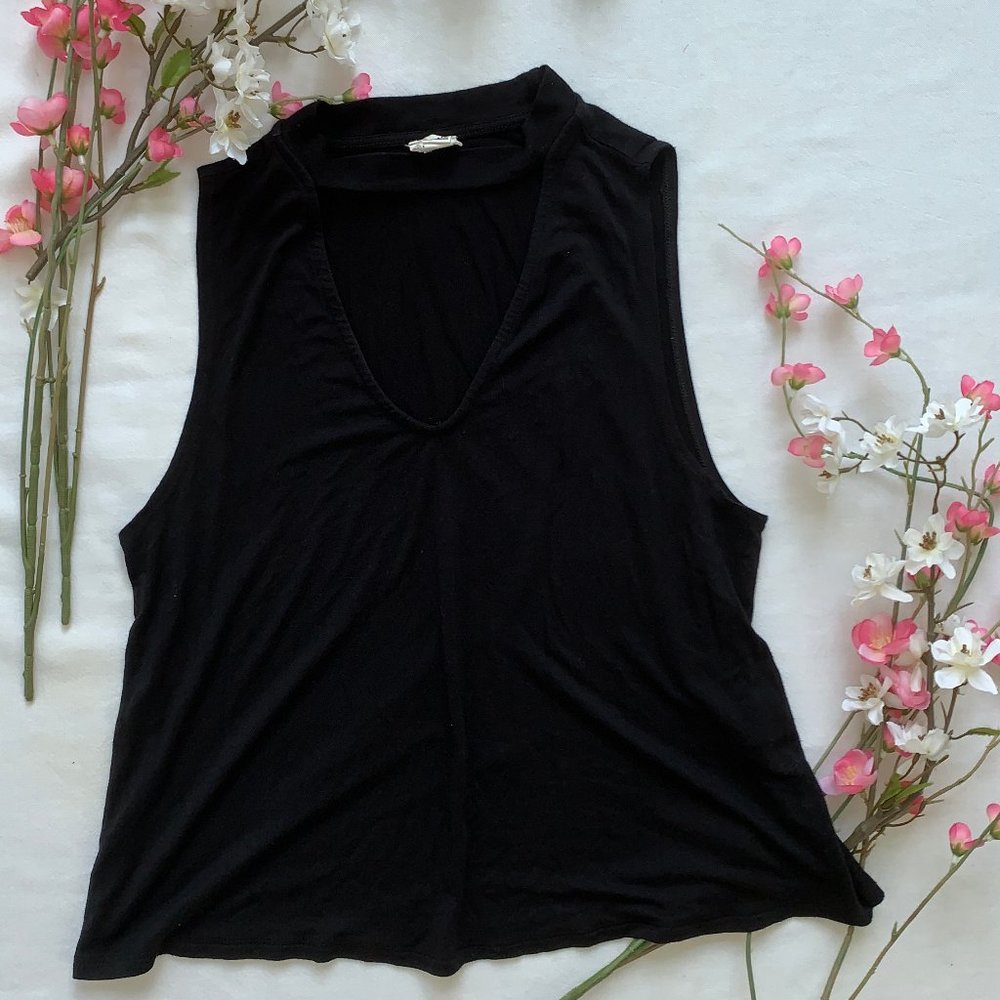 Garage Black Top Chest Cut Out with Choker